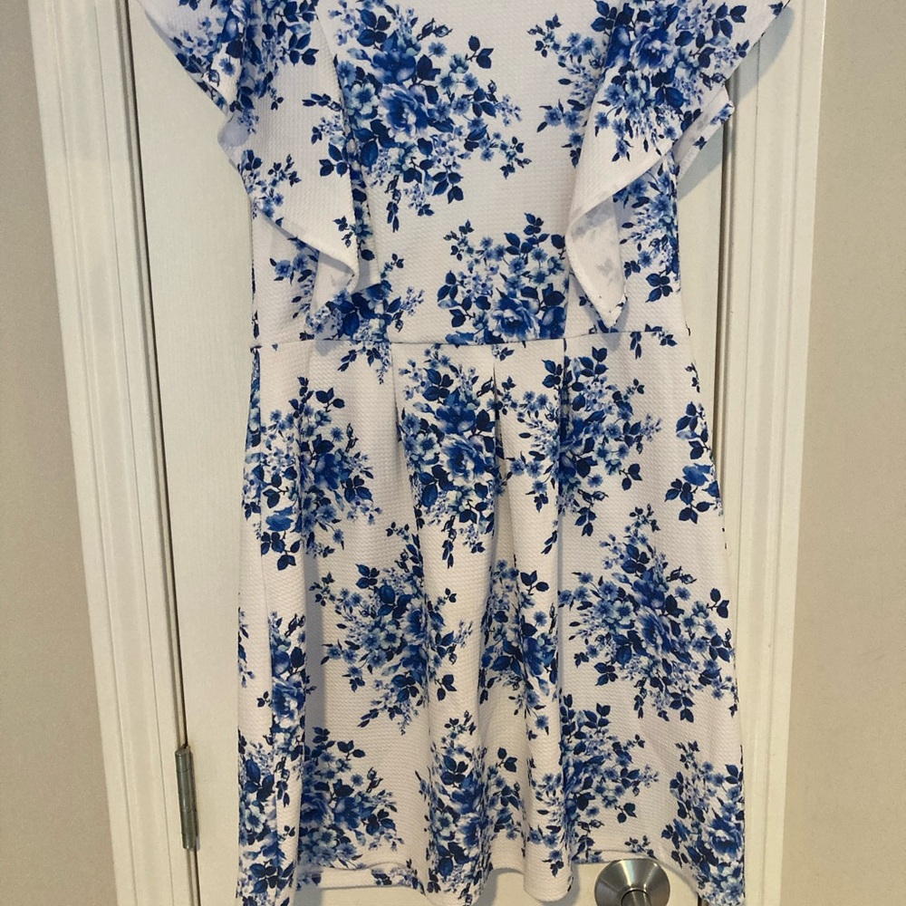 Poppies and Roses Blue Floral Kids Dress